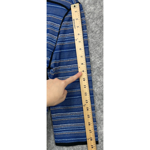 Ming Wang Womens Cardigan Striped Sweater Jacket Knit Career Quiet Luxury Blue L - Picture 14 of 16